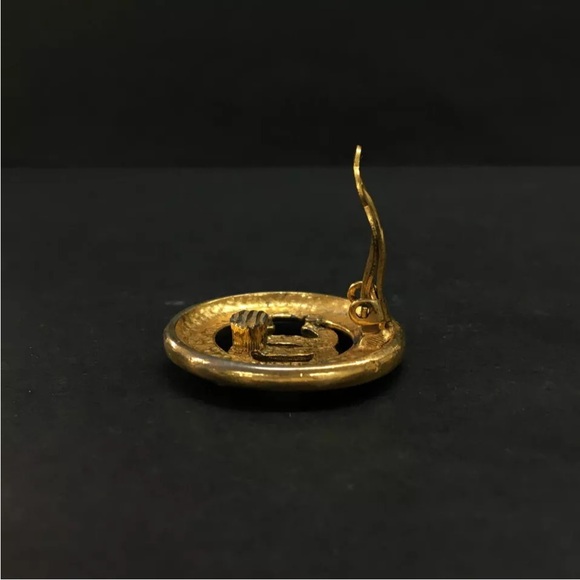 CHANEL CC Logo Gold Tone Earrings - Picture 6 of 8